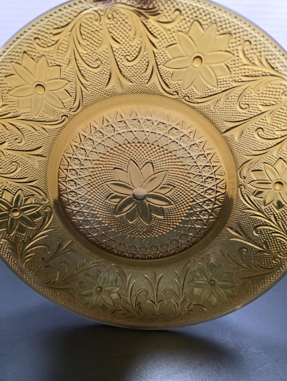Vintage Indiana Glass Daisy Amber Sandwich Glass Dinner Plate